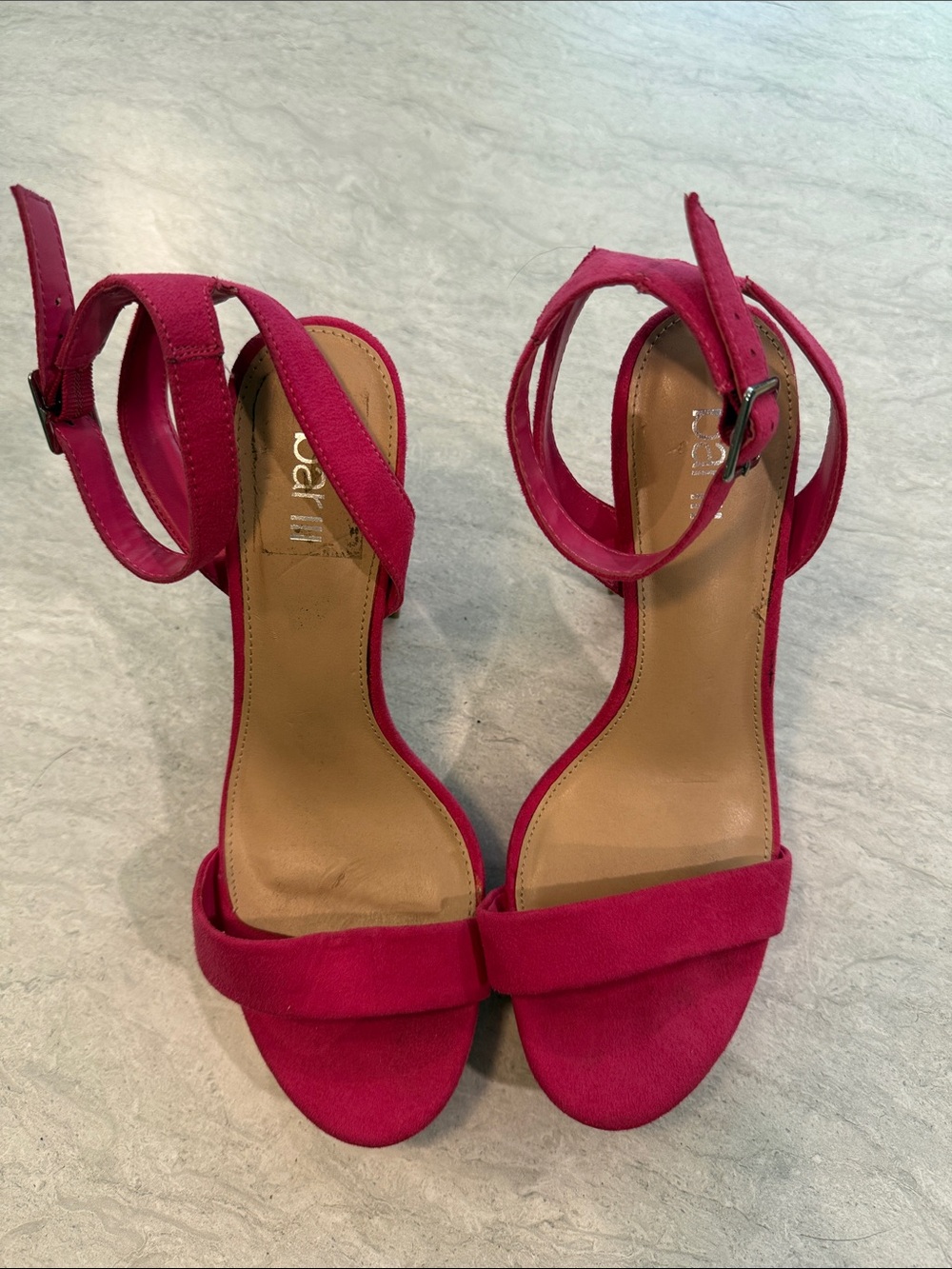 Bar III Pink Ankle-Strap Suede Heels